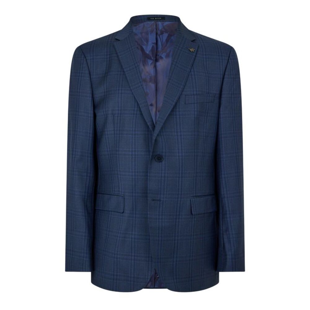 Ted Baker Mens Plaid Notch Neck Suit Jacket / Dark Blue